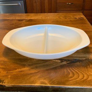 Pyrex Vintage 1960’s White Opal Divided Dish #1063